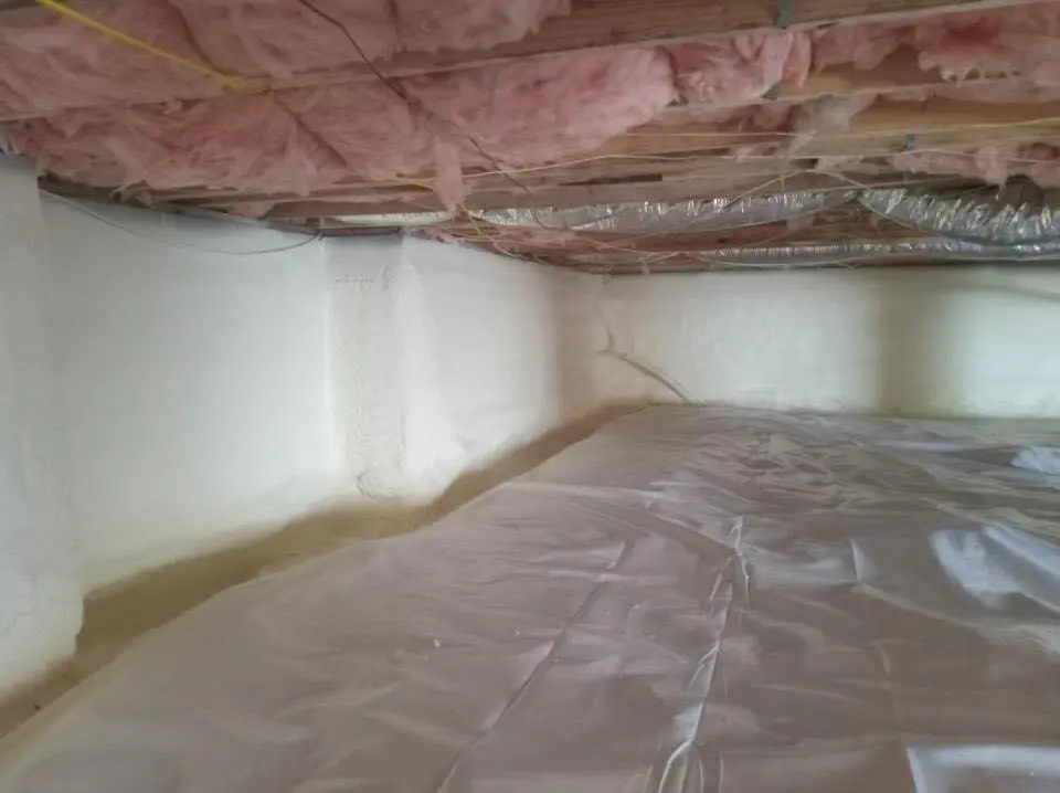 Crawl space encapsulation with closed-cell spray foam for Commercial Roof Restoration in Attalla